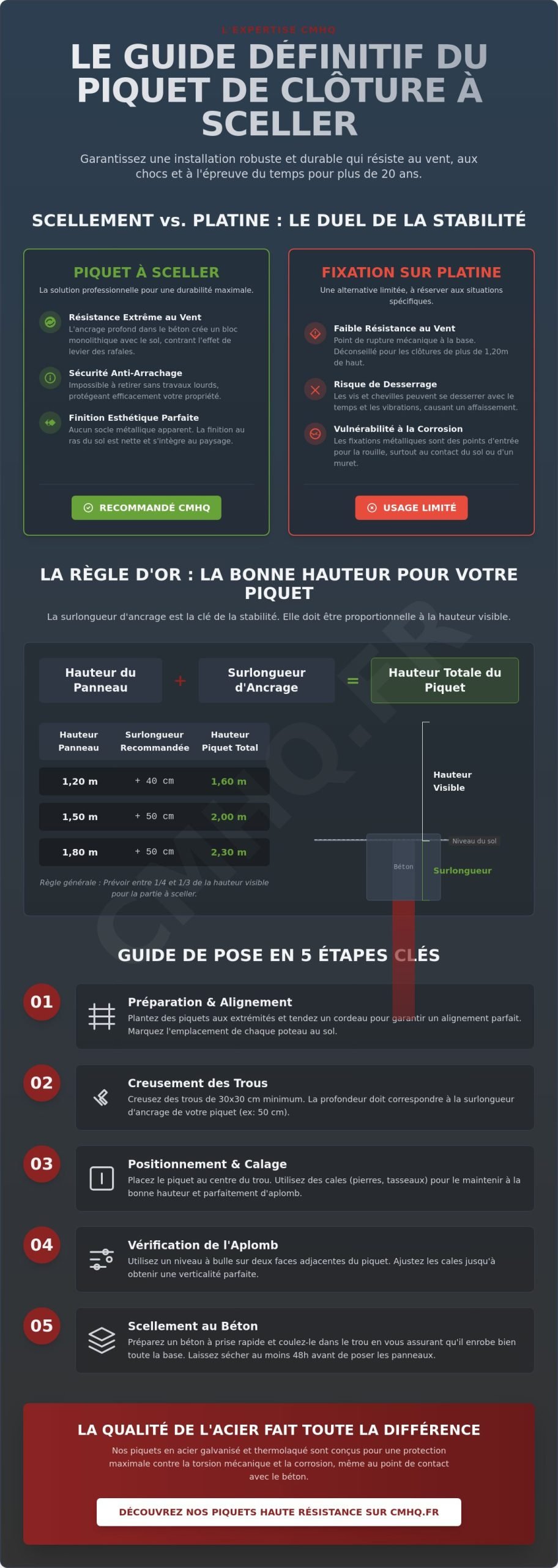 Piquet de clôture à sceller : le guide technique pour une installation durable